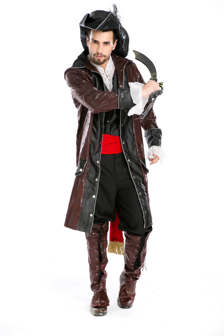 万圣节男款制服 奢华海盗装 加勒比海盗服 实拍游戏制服 舞台装-阿里