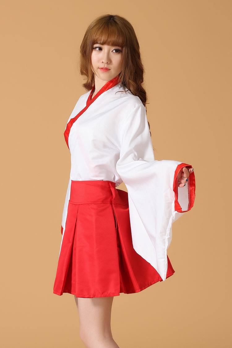 红色蝴蝶结和服cos短款萝莉装cosplay服装 古装桔梗巫女服动漫装