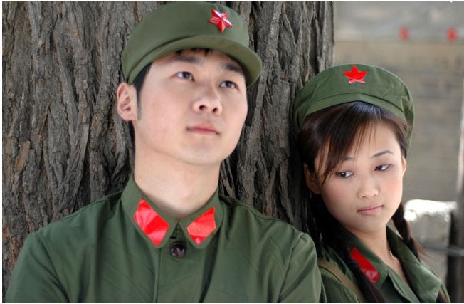 老式怀旧涤卡棉军干服65式红卫兵服装老军装文革解放演出服装