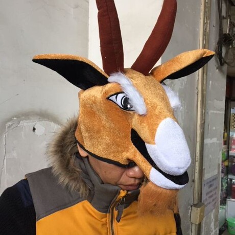 羊年保暖 羊头帽子 儿童表演 卡通头饰表演道具山羊帽 动物帽