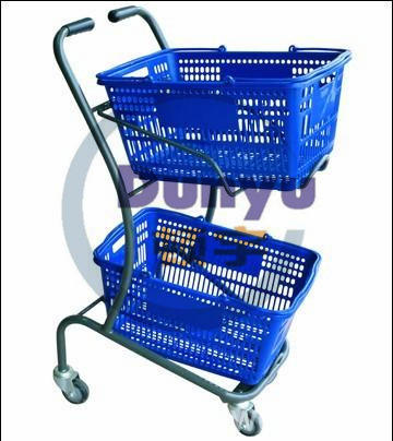 厂家供应日式款超市购物车  电镀三篮购物车