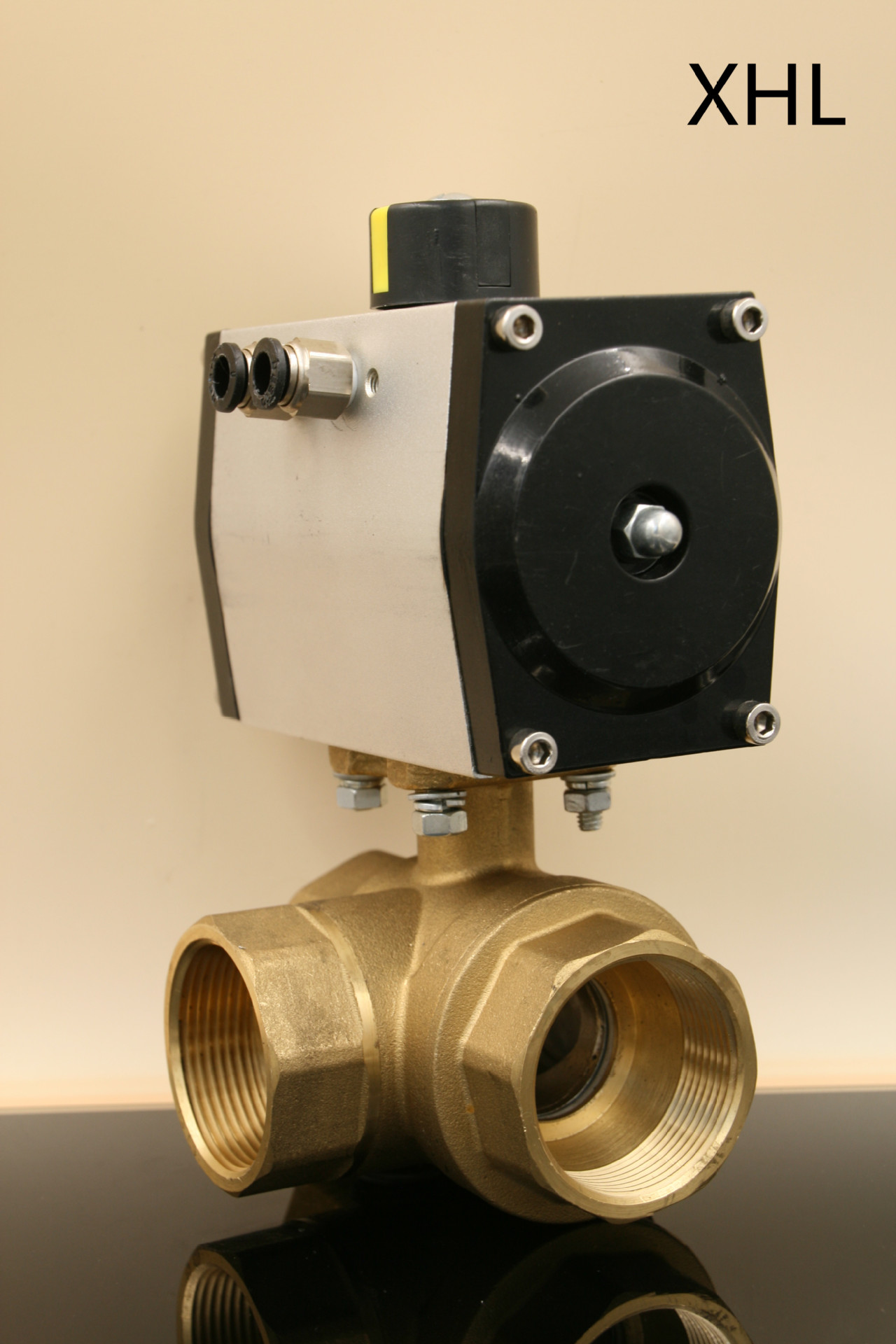 dn40气动三通铜球阀 gtd双作用q614f-16p 气动阀 三通高平台球阀