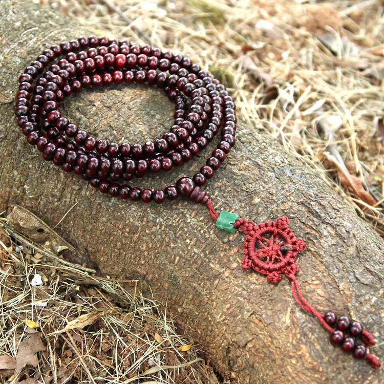 男女法轮结6mm216颗仿小叶紫檀木佛珠手链红檀木念珠手串结缘礼品