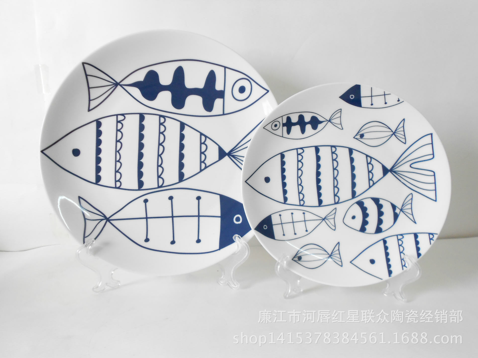 外贸陶瓷盘子 原创设计 非洲象形纹样小鱼盘子酒店居家摆件装饰盘