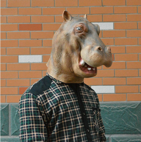 面具达人河马乳胶头套河马头面具全头套动物