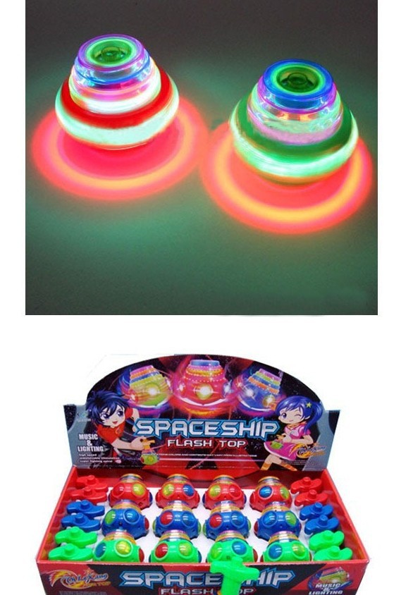 七彩ufo音乐陀螺 会唱歌 带灯光 玩具批发 发光陀螺 地摊货源