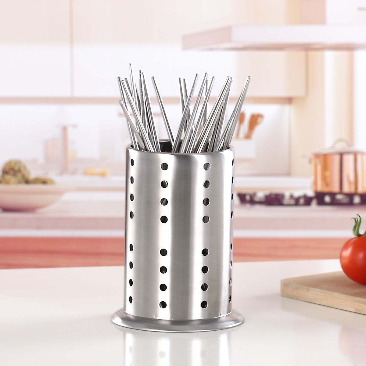 不锈钢筷子筒 餐厨用品 筷笼 不锈钢厨具 圆孔筷子筒 加高