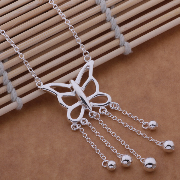 925银饰 镀银项链 韩版时尚 蝴蝶流苏项链 贤美外贸饰品批发