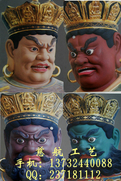 佛像厂家批发 四大天王佛像 寺庙佛像 四大天王树脂佛像 彩绘贴金