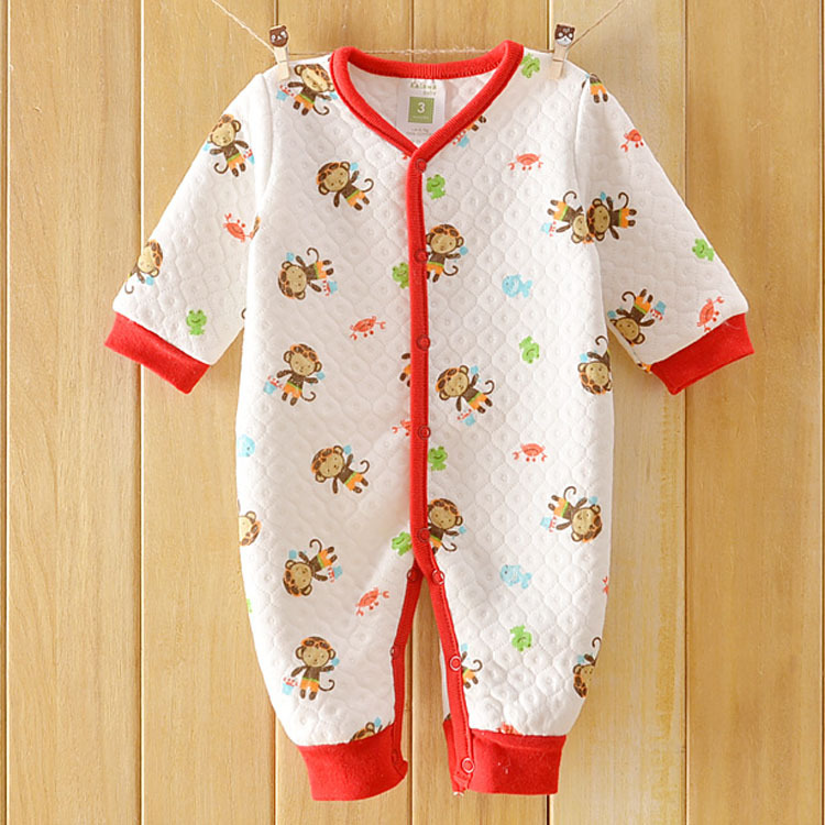 秋冬装 宝宝空气层哈衣 婴儿保暖连体衣 爬服 多花型3-12m