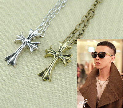 big bang g-dragon权志龙复古做旧存在感十字架项链