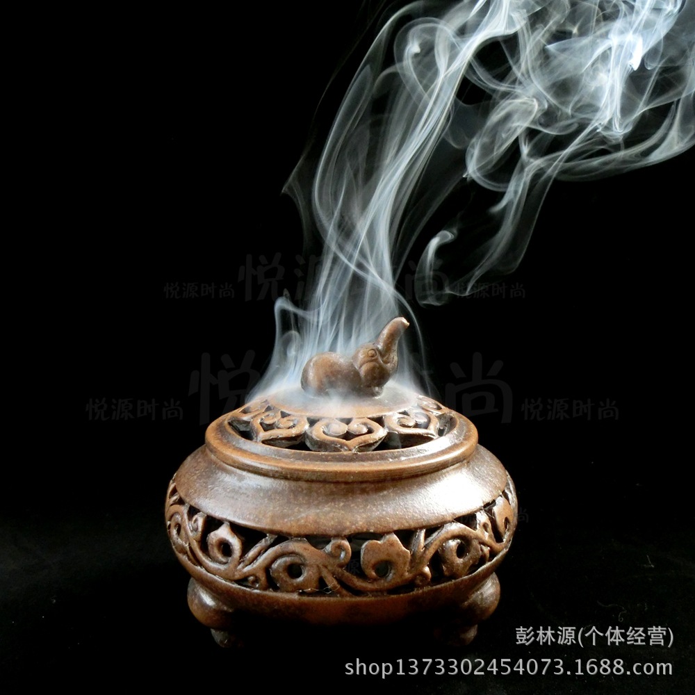 古玩三足立香炉 礼佛心诚则灵卧香炉 纯手工沉香炉 茶宠紫砂香炉