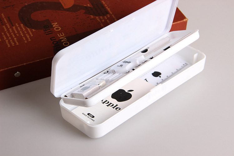 创意款苹果多功能文具盒七件套 塑料双层铅笔盒 学生用品厂家直销