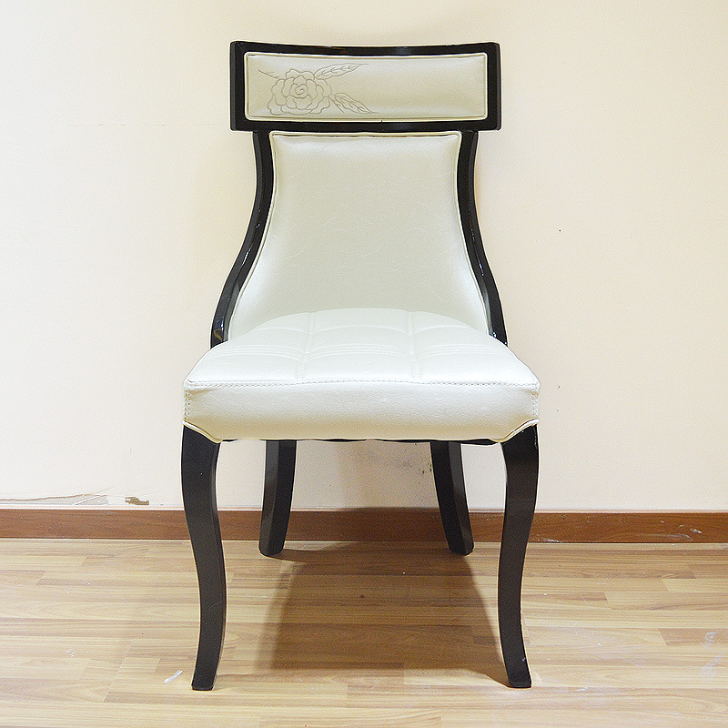 韩式实木餐椅 简约时尚皮餐厅椅子 压花餐椅 酒店包厢餐厅椅子