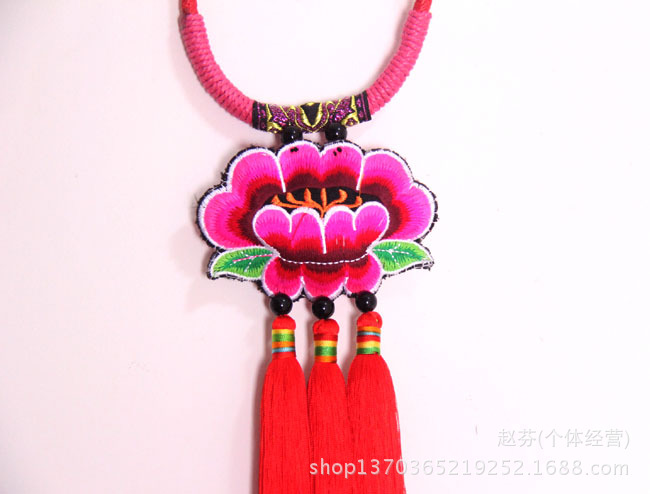 中国风牡丹花流苏项链