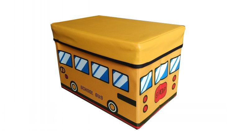 无纺布皮革汽车储物凳 长方形收纳凳折叠玩具凳卡通动漫汽车