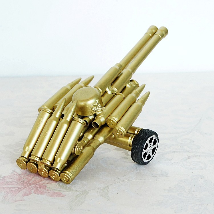 新年爆款金属工艺大炮双炮模型 仿造子弹壳模型 手工打造 95双炮