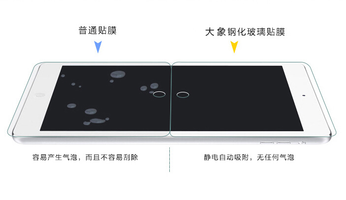 平板钢化膜气泡对比测试