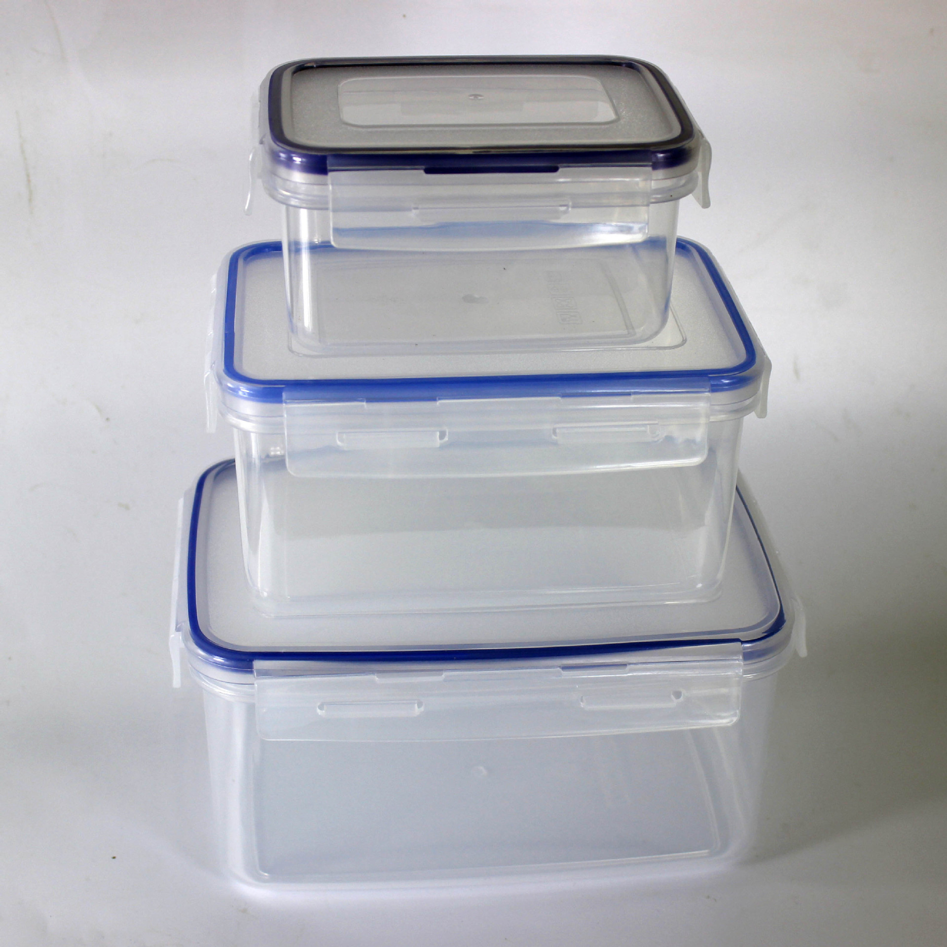 长方形塑料保鲜饭盒塑料保鲜盒三件套装塑料保鲜盒三套装