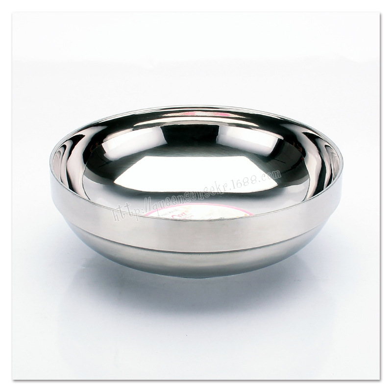 韩国料理不锈钢双层面碗18cm~26cm韩式大冷面碗凉面碗餐具批发