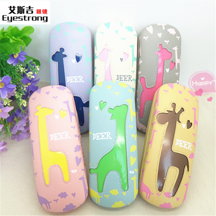 批发学生新款眼睛盒 精美卡通近视眼镜镜盒 550长颈鹿可爱眼镜盒