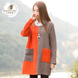 衣裙亚麻拼接撞色裙_衣裙亚麻拼接撞色裙价格