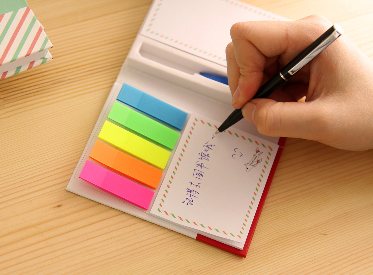 韩国文具小清新高档硬壳组合便利贴 便签本带笔 小事本子批发 - 中国