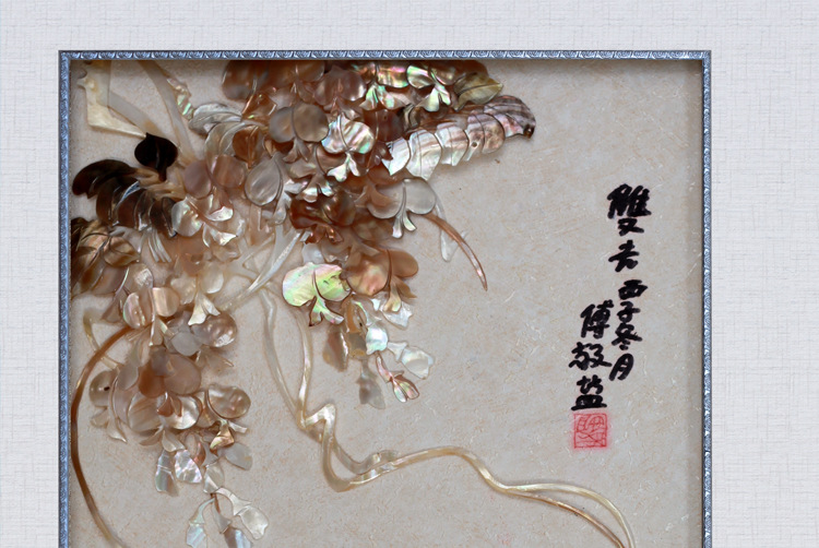 新品《双吉》现代简约室内装饰画 北海传统工艺贝雕画 40*60