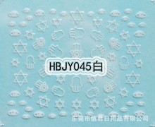 新卡通水印贴花 3D品牌定蕾丝美甲贴纸 全甲贴耐用指甲贴HBJY白