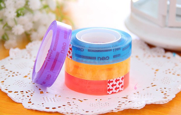 得力文具胶带30023 彩色文具胶带 diy学生透明胶带超市卡装