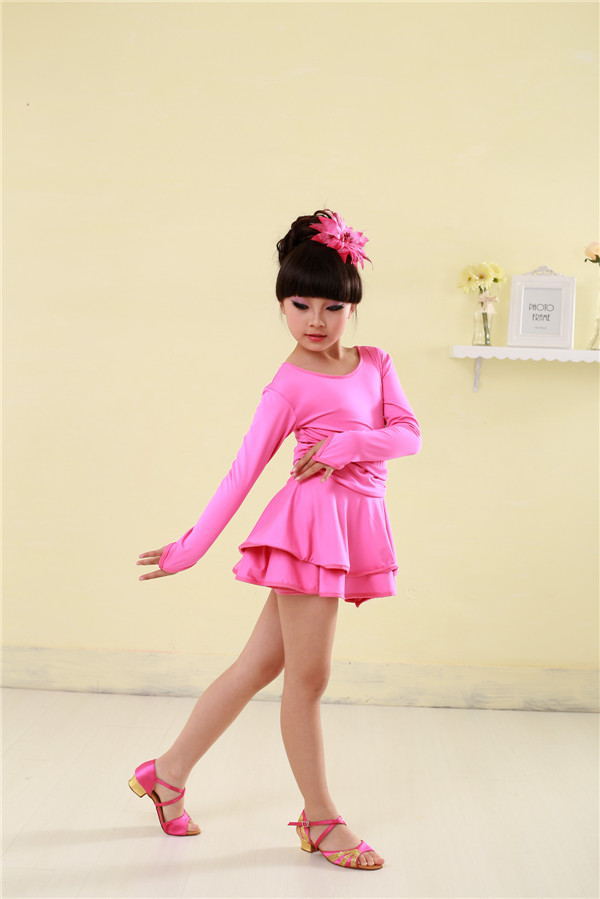 拉丁舞服装 女童夏季长短袖拉丁舞裙新款演出服舞蹈服芭蕾练功服