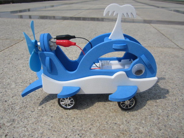 diy电动虎鲸机器人玩具车拼装模型 风动力车 儿童益智拼装玩具车