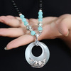 C0589 Lover gift Chalcedony crystal Opal Pisces Beads sweater chain Long necklace