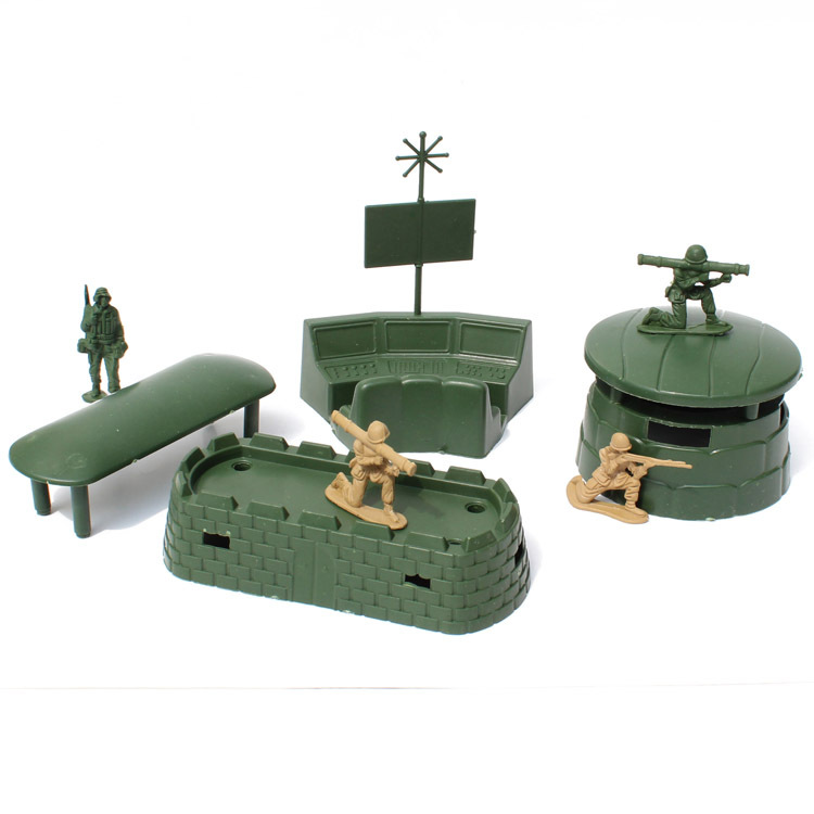 碉堡雷达3件套 军事基地战争场景沙盘拼装模型 儿童男孩子玩具