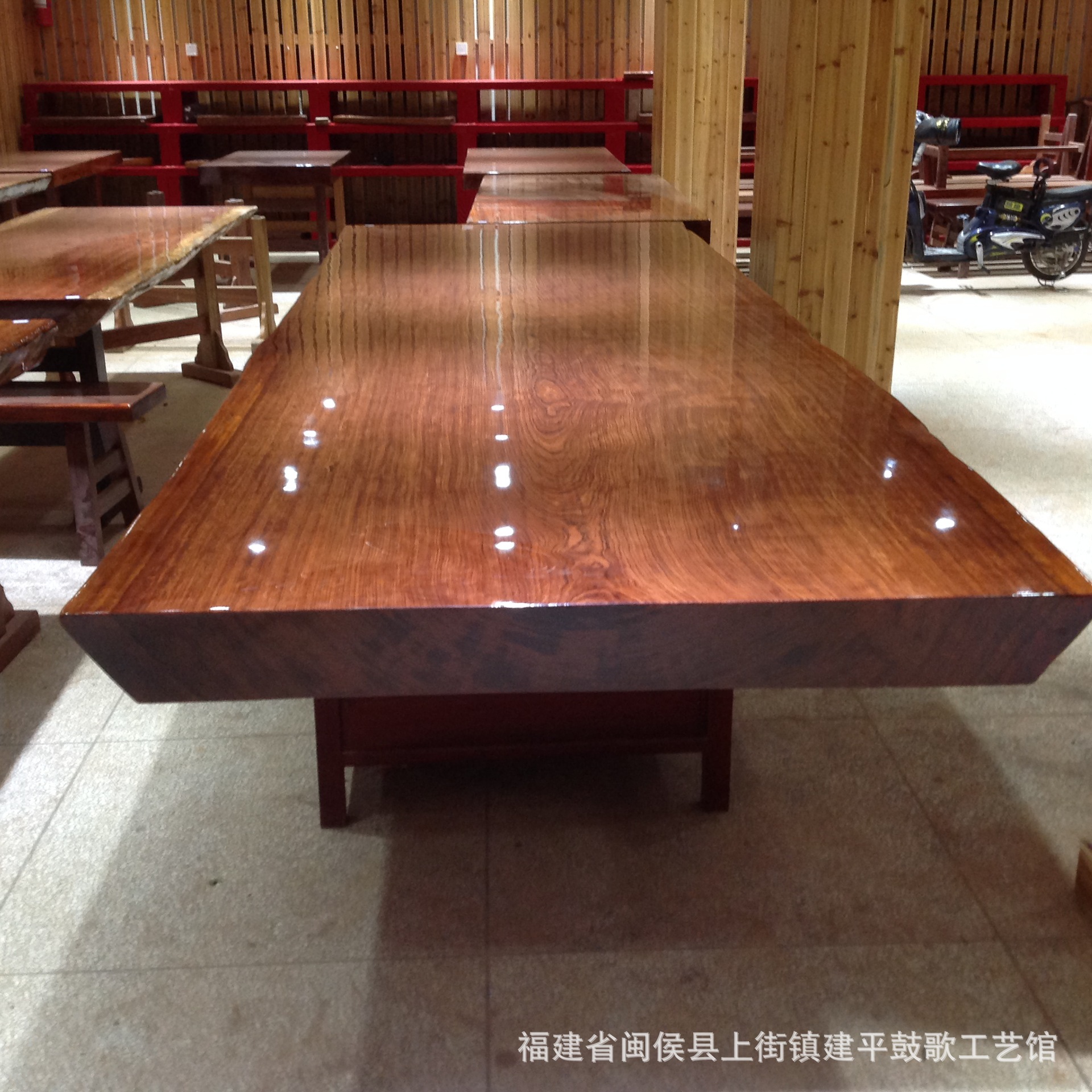 【鼓歌工艺】大尺寸巴花实木大板桌 纯天然餐桌办公桌会议桌