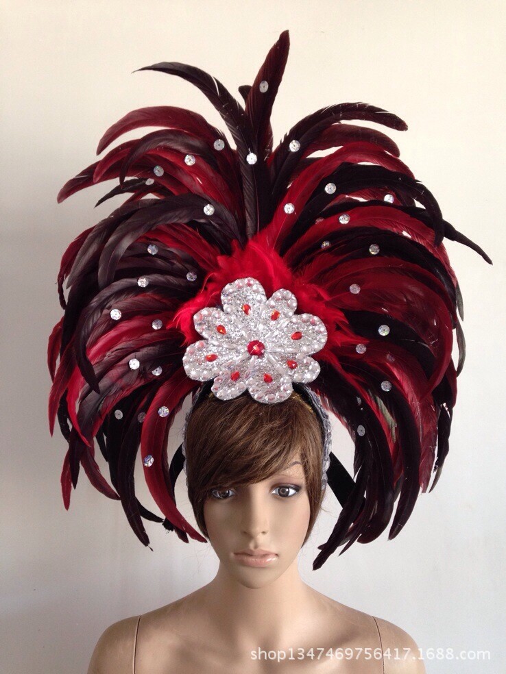 开场舞台演出羽毛服装夸张头饰花背板狂欢节维多利亚舞蹈走秀女装