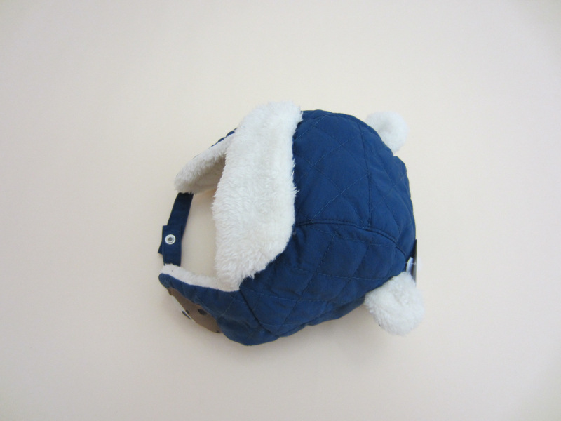 外贸藏青蓝色小熊儿童风雪帽童冬帽童帽