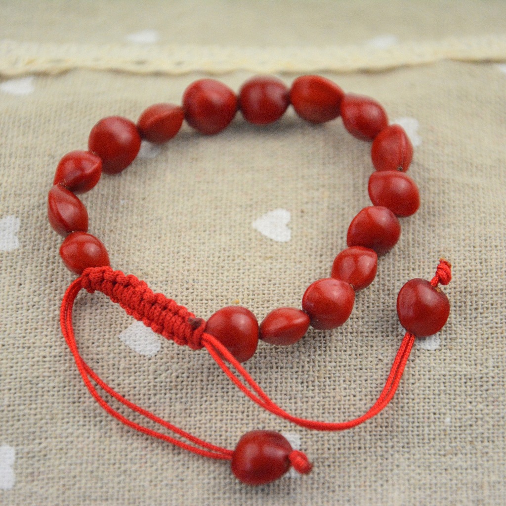 编织菩提子手链 相思豆红豆手链 时尚女款可调节红绳手链