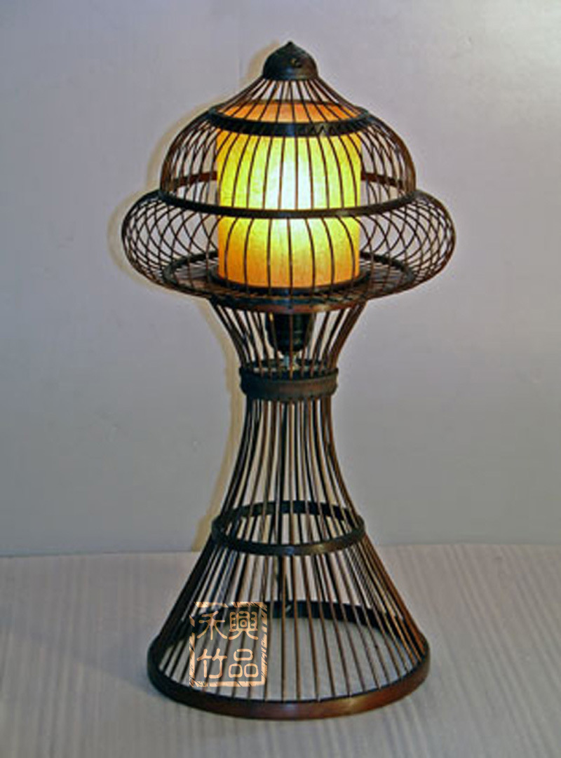 仿古东南亚风格竹制台灯 酒店客房古典床头灯 spa会所装饰灯具