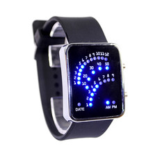 现货供应LED七彩扇形手表 二进制多功能手表商务手表 厂家直销