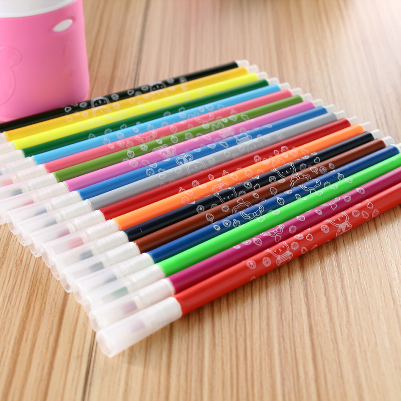 画笔 儿童绘画文具批发 日韩国创意文具奖品18色桶装水彩笔