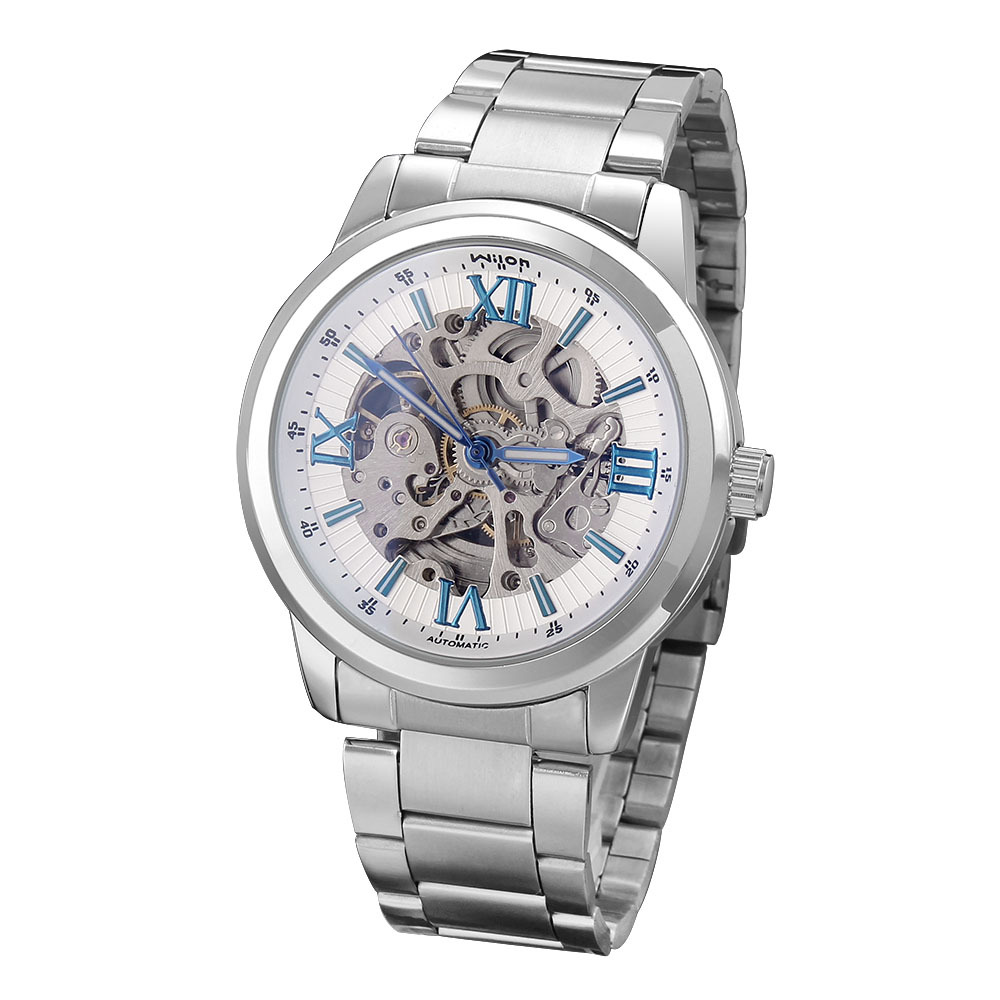 香港威龙 正品 全自动机械表 男士时尚镂空手表 商务休闲百搭男表