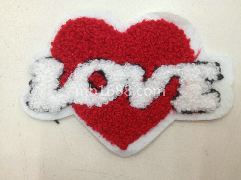 小额批发 字母爱心毛巾绣 毛巾绣图案款式新颖布贴