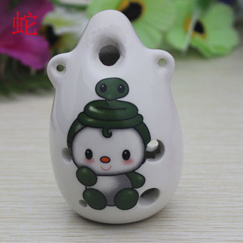 卡通十二生肖陶瓷笛子精美陶笛彩绘陶笛六孔陶笛十二款笛特价批发