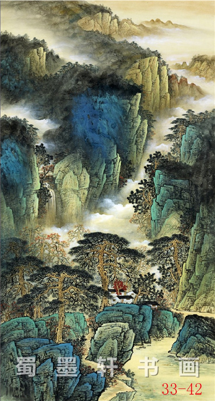 44-42国画 字画批发 彩墨山水画 竖幅玄关装饰画 高仿真画芯批发