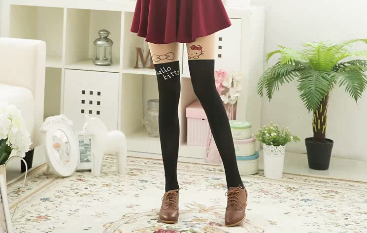 新款促销假膝上袜 拼接丝袜 超薄连裤袜