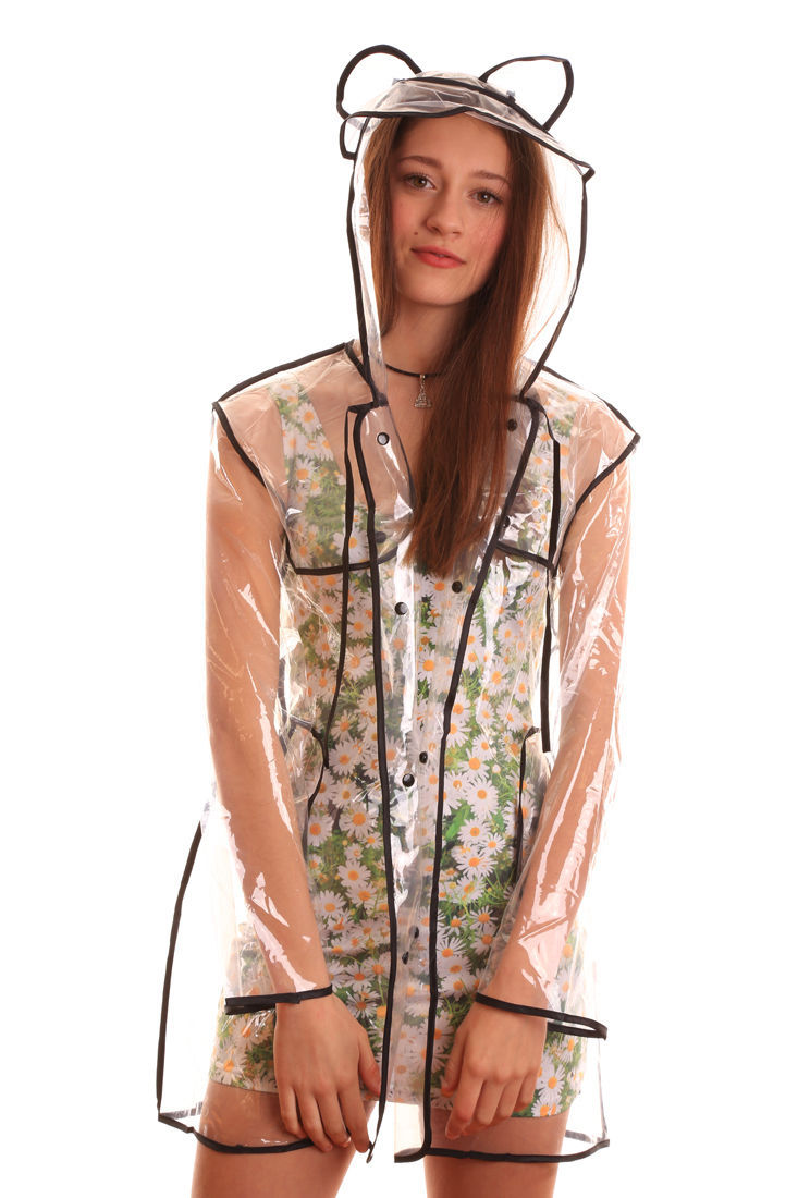 新款透明eva雨衣时尚户外骑行风衣外贸原单创意环保果冻雨衣批发