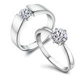厂家批发 925纯银戒子 结婚戒指 高仿钻食指戒八心八箭6爪瑞士钻