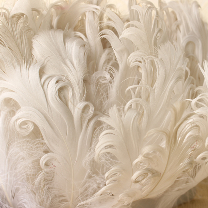 天然卷曲大飘鹅毛 diy配件 手工制作 婚庆新娘耳发饰 羽毛批发