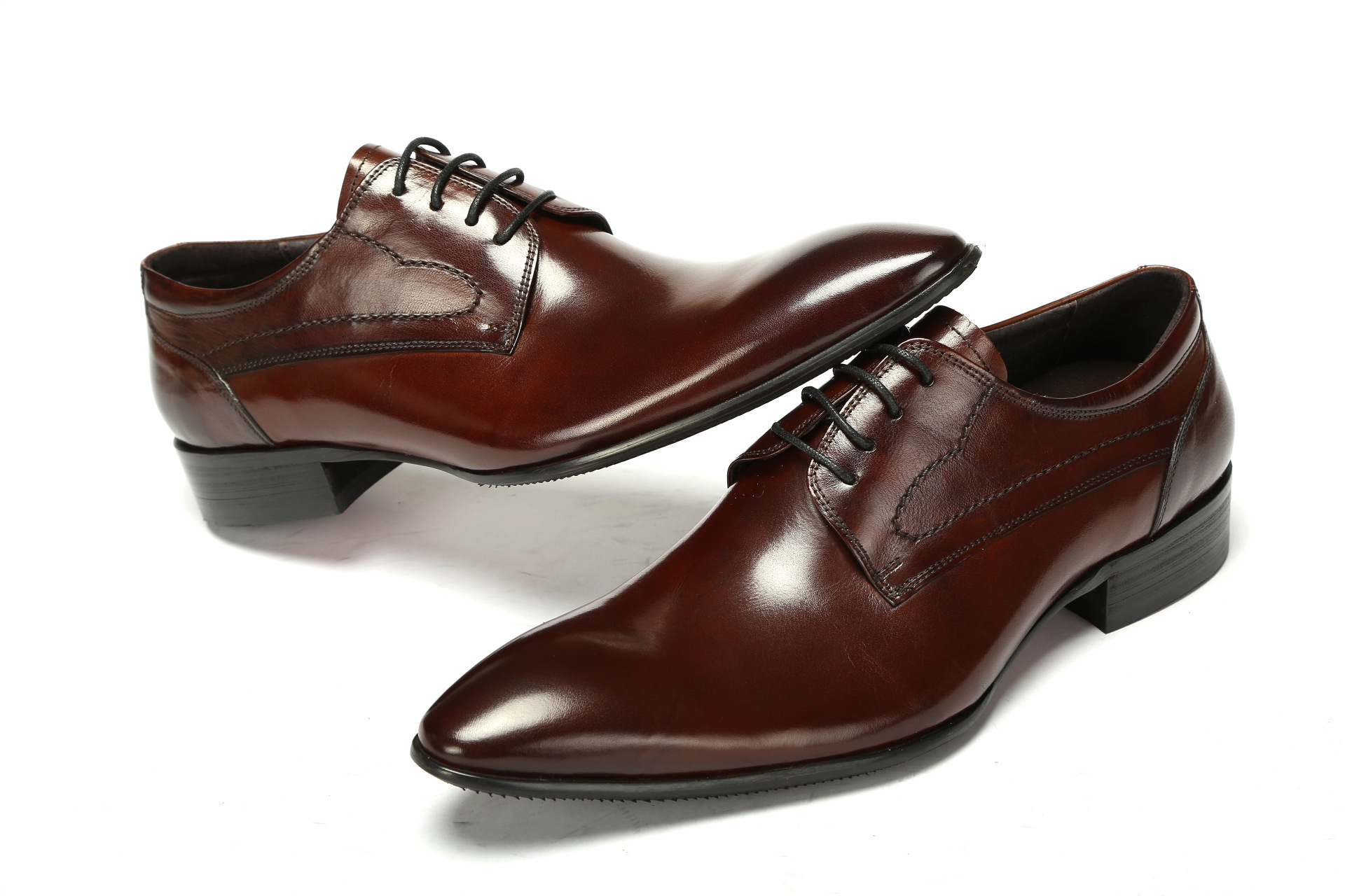 新款皮鞋尖头纯皮打造系带结婚鞋真皮鞋正装工作穿欧版风格牛皮